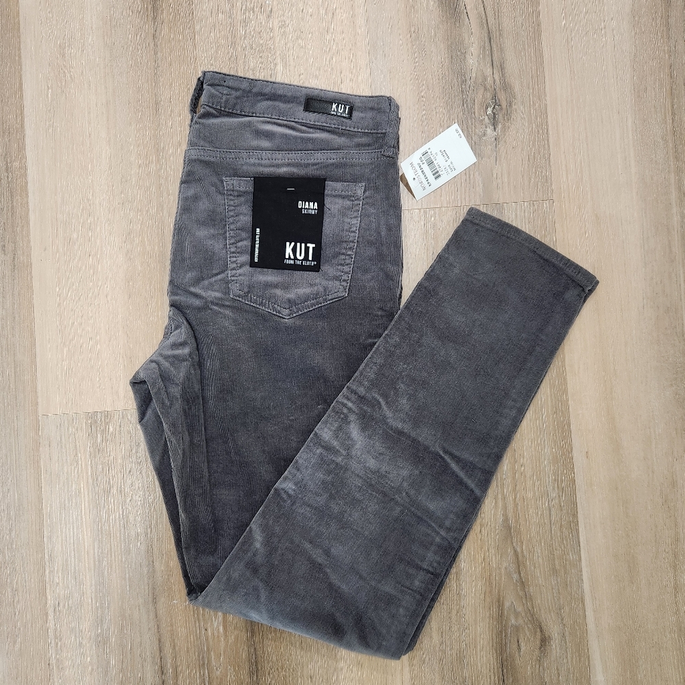 Kut from the Kloth, Diana Skinny, Grey Corduroy Pants, Size 10, NWT